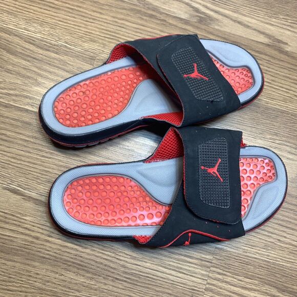 Jordan Hydro IV Retro Shoes Mens Size 10 Slide Sandals 532225-001 Black Red - Picture 6 of 9